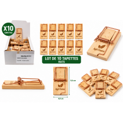 Lot de 10 tapettes en bois...
