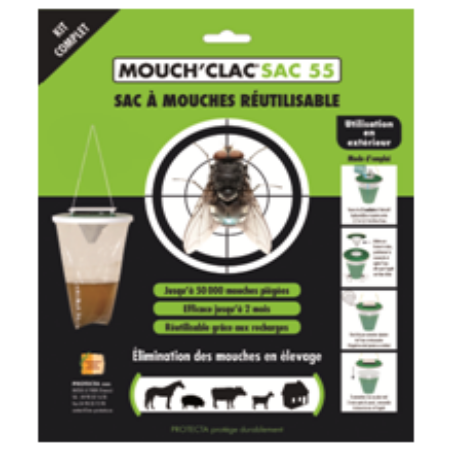 Piège à Mouches Extérieur - Sac Attractif Odorant - 3L - Agriculture Biologique - Élevages, Jardins